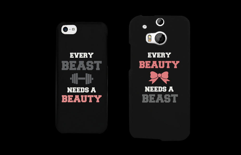 Every Beauty and Beast Black Matching Couple Phone Cases Gift cofr Couples