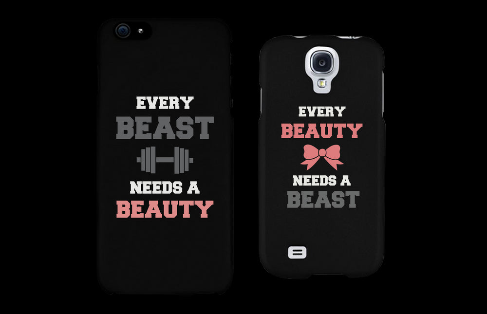 Every Beauty and Beast Black Matching Couple Phone Cases Gift cofr Couples