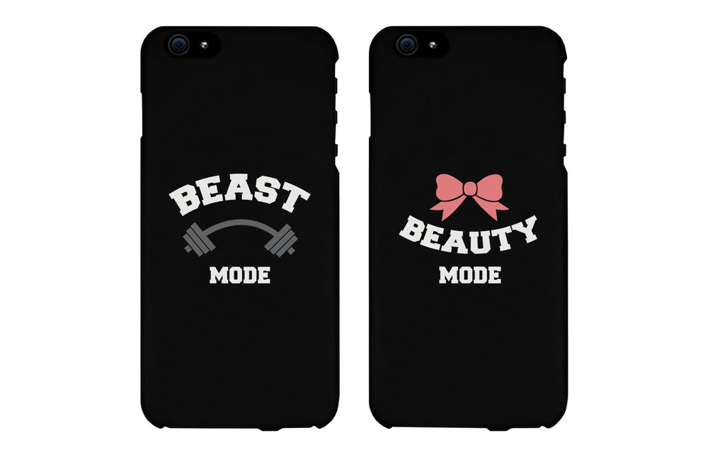 Beast Mode and Beauty Mode Black Matching Couple Phone Cases