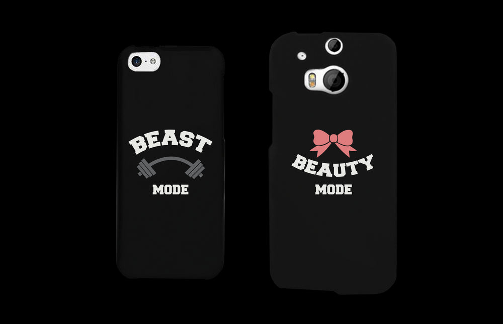 Beast Mode and Beauty Mode Black Matching Couple Phone Cases