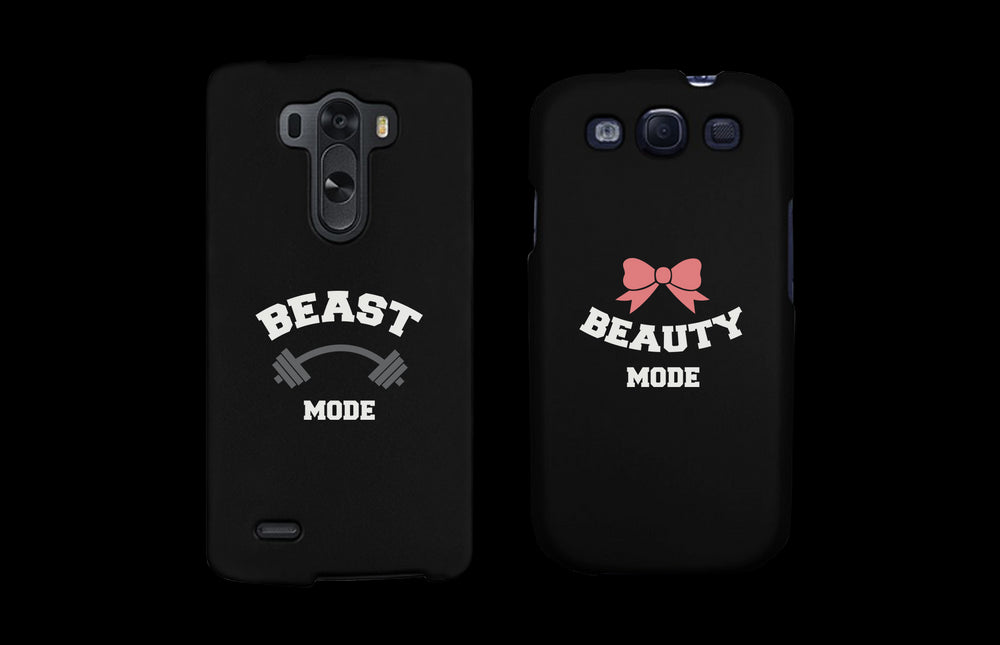 Beast Mode and Beauty Mode Black Matching Couple Phone Cases