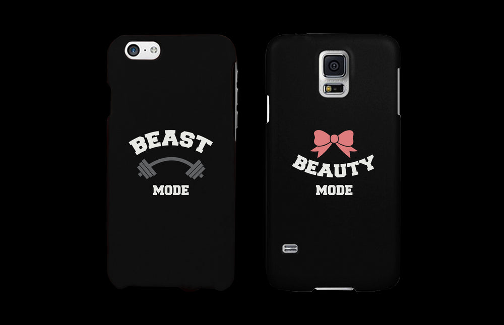 Beast Mode and Beauty Mode Black Matching Couple Phone Cases