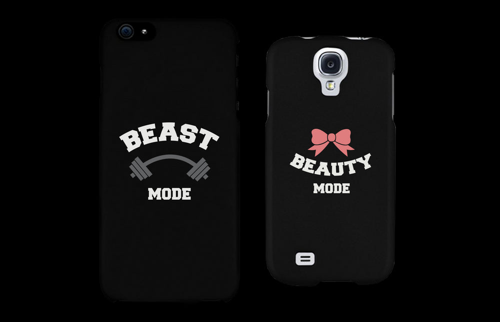 Beast Mode and Beauty Mode Black Matching Couple Phone Cases