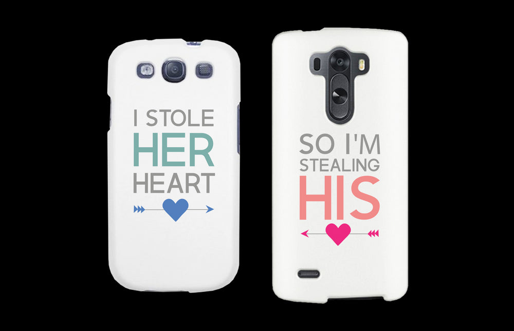 I Stole Her Heart So I'm Stealing His Matching Couple White Phonecases (Set)