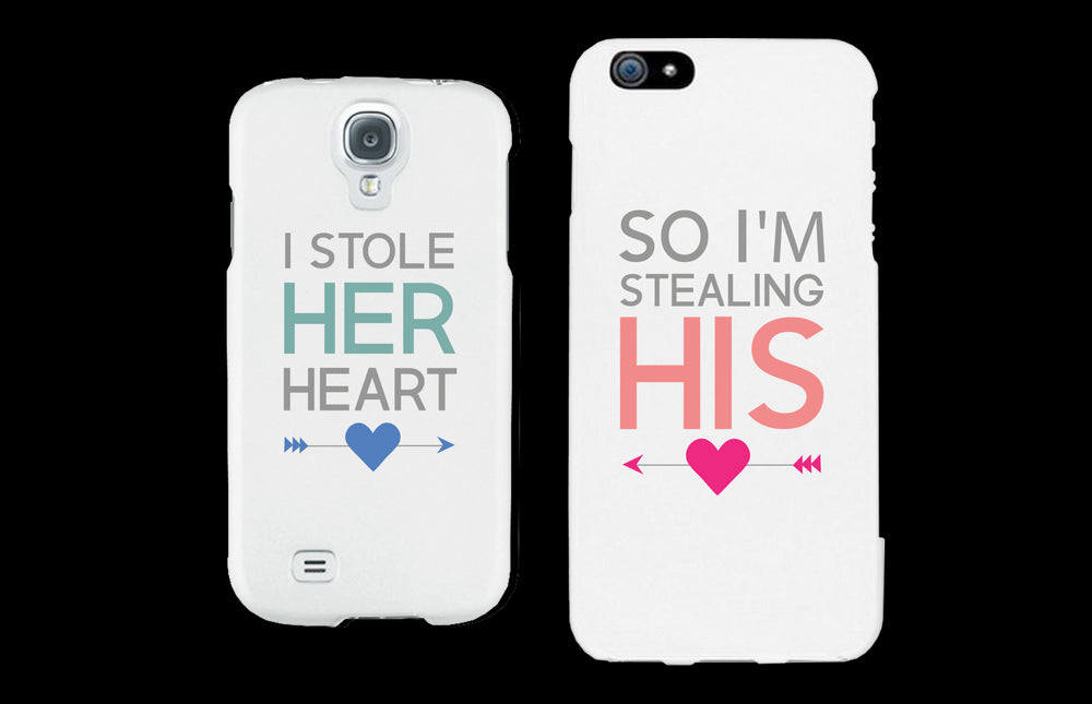 I Stole Her Heart So I'm Stealing His Matching Couple White Phonecases (Set)