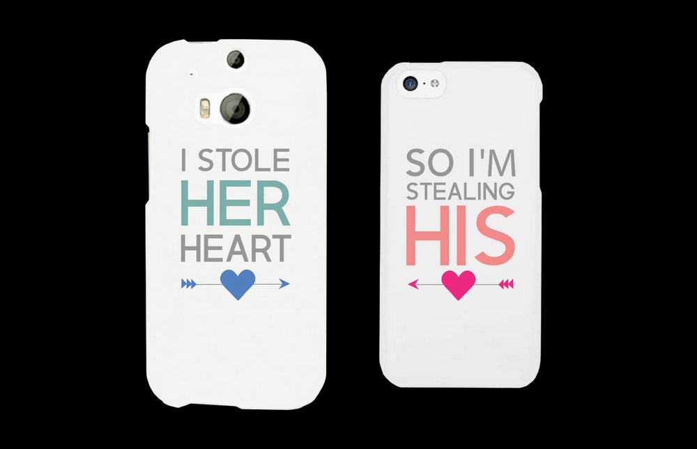 I Stole Her Heart So I'm Stealing His Matching Couple White Phonecases (Set)