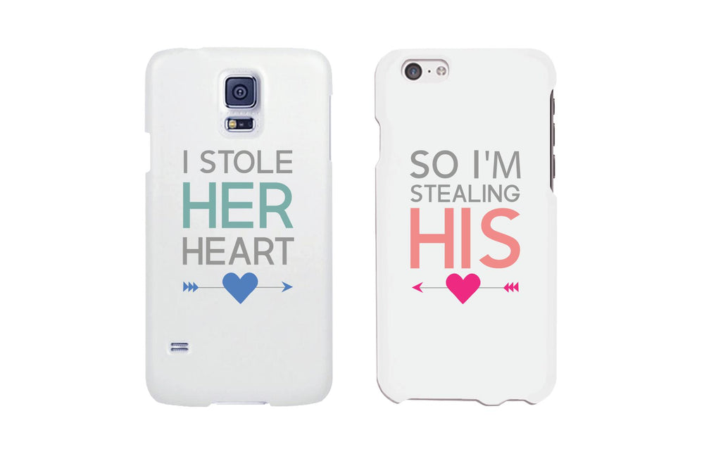 I Stole Her Heart So I'm Stealing His Matching Couple White Phonecases (Set)