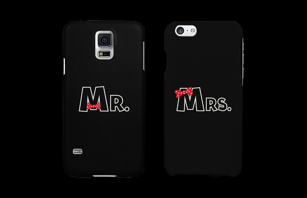 Mr and Mrs Bow Tie Couples Matching Cell Phone Cases Gift for Couples