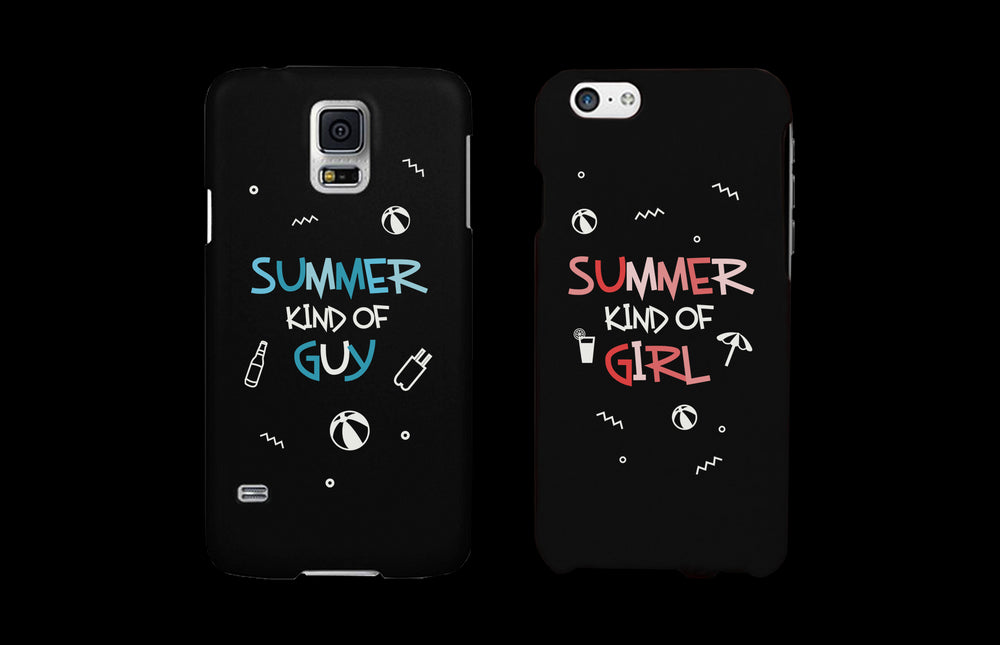 Summer Kind of Guy and Girl Black Matching Couple Phone Cases