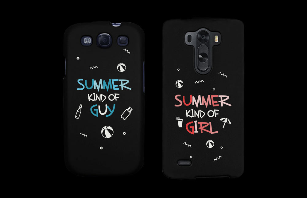 Summer Kind of Guy and Girl Black Matching Couple Phone Cases