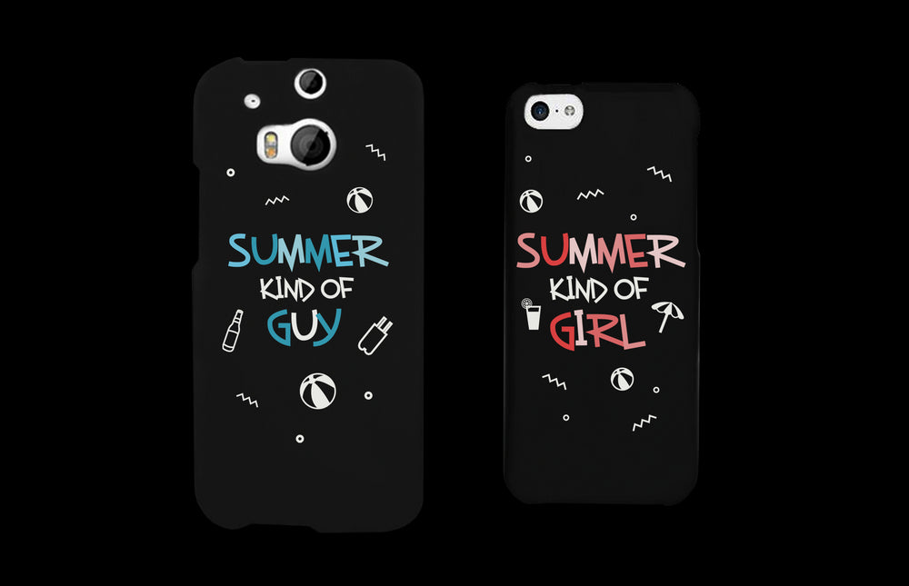 Summer Kind of Guy and Girl Black Matching Couple Phone Cases