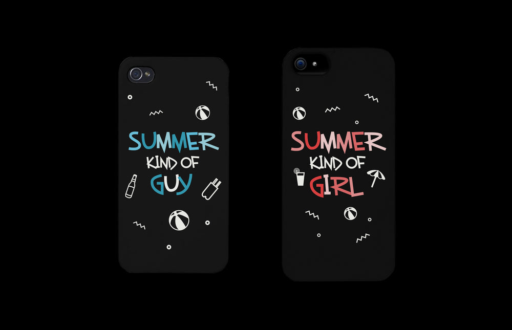 Summer Kind of Guy and Girl Black Matching Couple Phone Cases