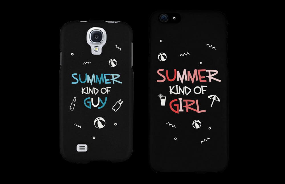 Summer Kind of Guy and Girl Black Matching Couple Phone Cases