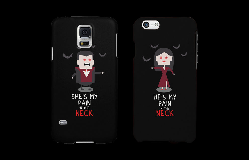 Pain in the Neck Vampires Black Matching Couple Phone Cases Halloween Gift