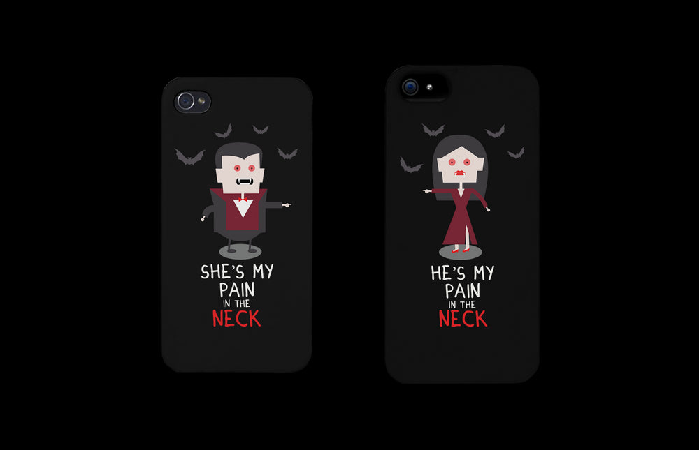 Pain in the Neck Vampires Black Matching Couple Phone Cases Halloween Gift