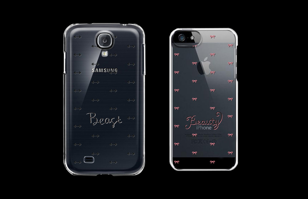 Beauty and Beast Patterned Matching Clear Phone Cases (Set)