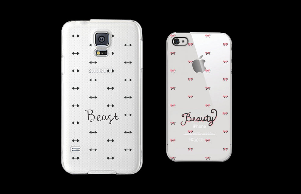 Beauty and Beast Patterned Matching Clear Phone Cases (Set)