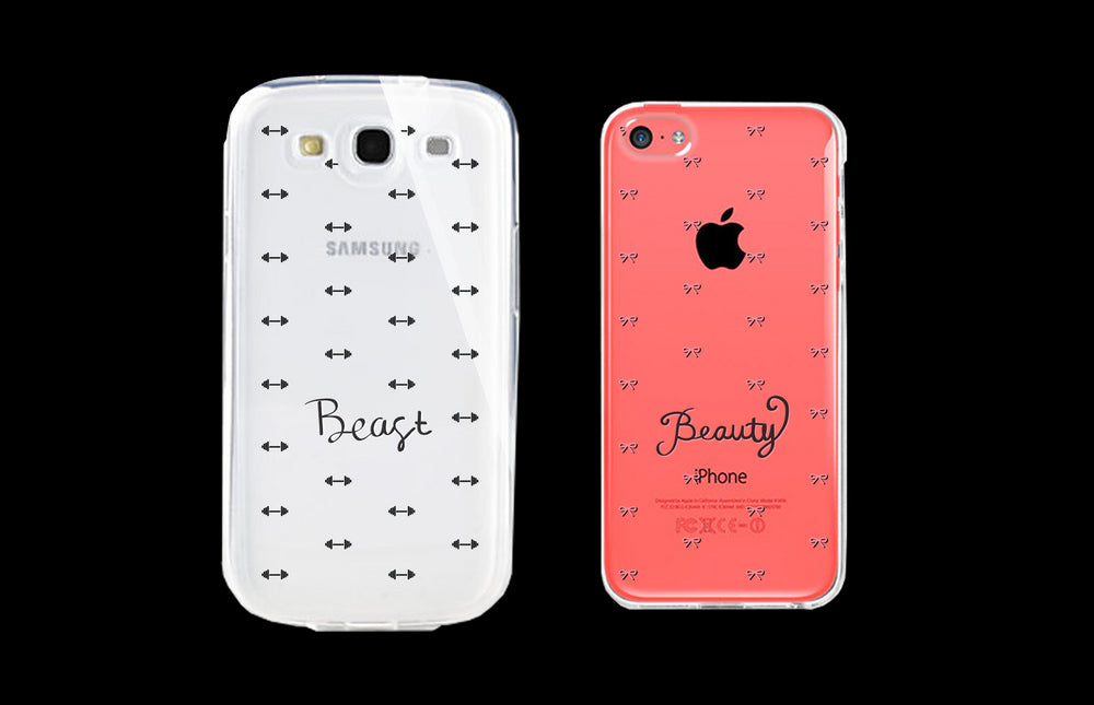 Beauty and Beast Patterned Matching Clear Phone Cases (Set)