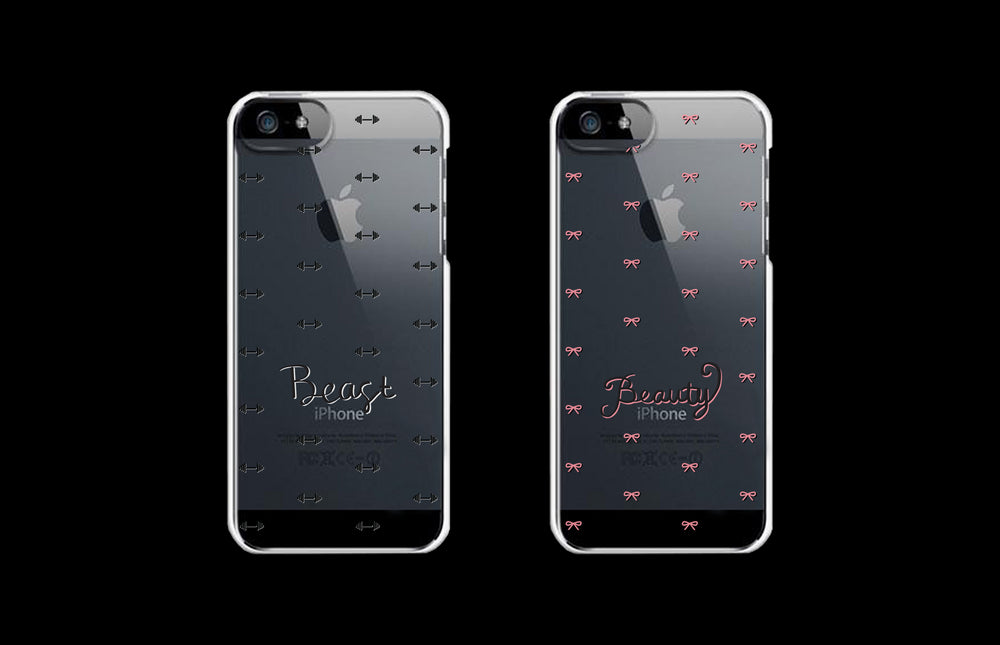 Beauty and Beast Patterned Matching Clear Phone Cases (Set)