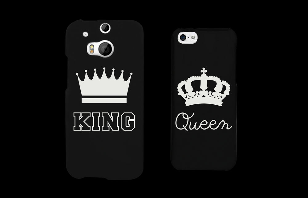 King and Queen Crown Matching Couple Phone Cases Gift for Couples