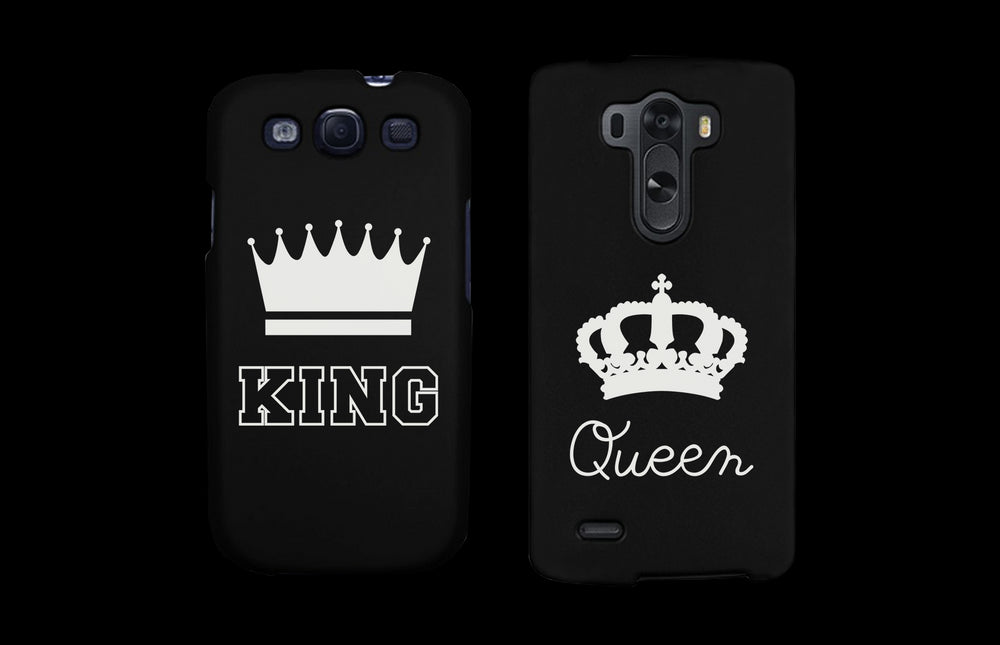 King and Queen Crown Matching Couple Phone Cases Gift for Couples