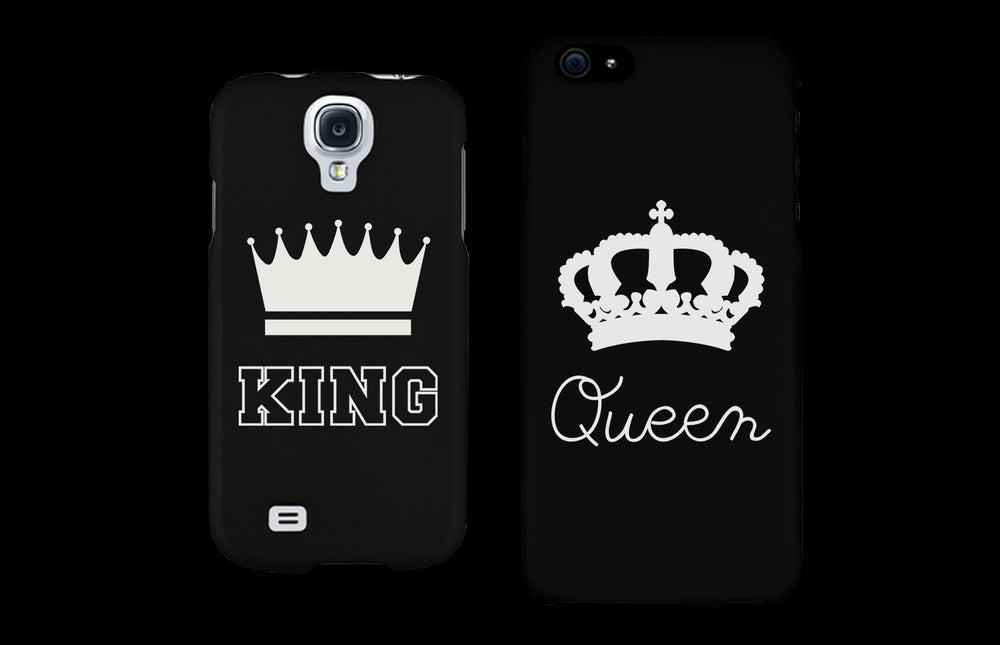 King and Queen Crown Matching Couple Phone Cases Gift for Couples