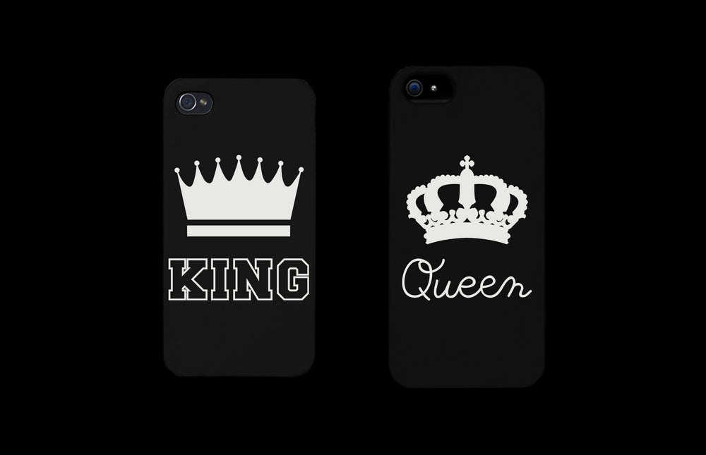 King and Queen Crown Matching Couple Phone Cases Gift for Couples