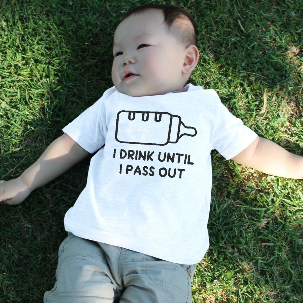 Graphic Snap-on Style Baby Tee, Infant Tee - Drink Until I Pass Out