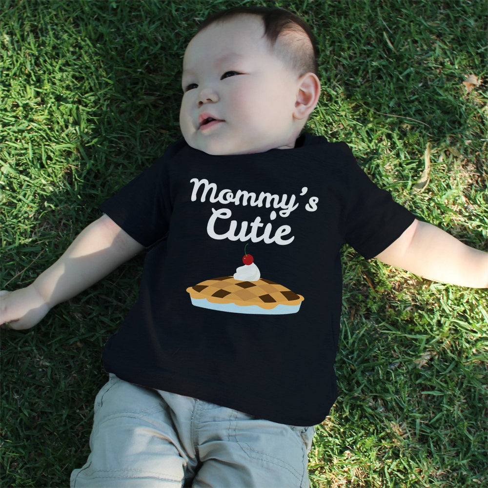 Mommy's Cutie Pie Baby Tee Cute Infant Black T Shirt Gift for Baby Shower