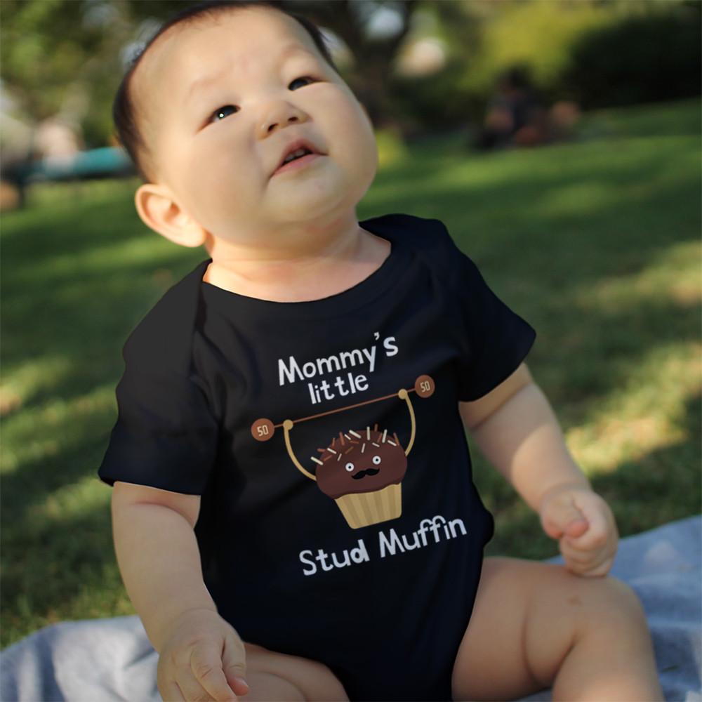 Mommy's Stud Muffin Baby Bodysuit Cute Infant Black Onesie Gift for Baby Shower