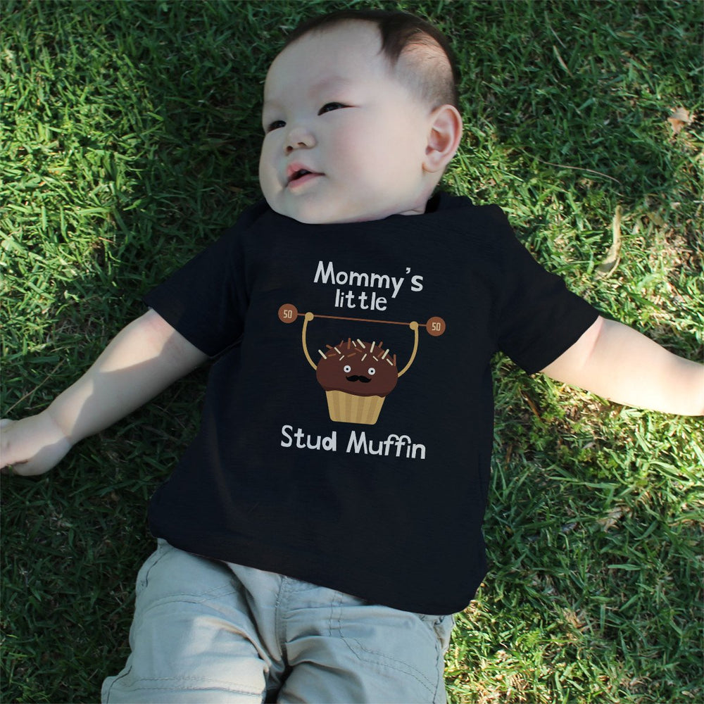 Mommy's Stud Muffin Baby Tee Cute Infant Black T Shirt Gift for Baby Shower