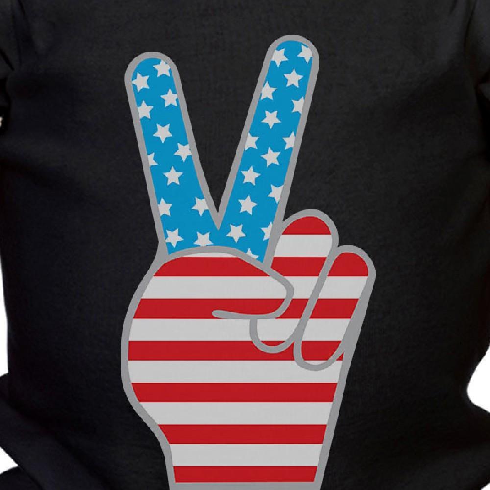 American Flag Peace Sign Black Cotton Baby Bodysuit 4th Of July Gifts