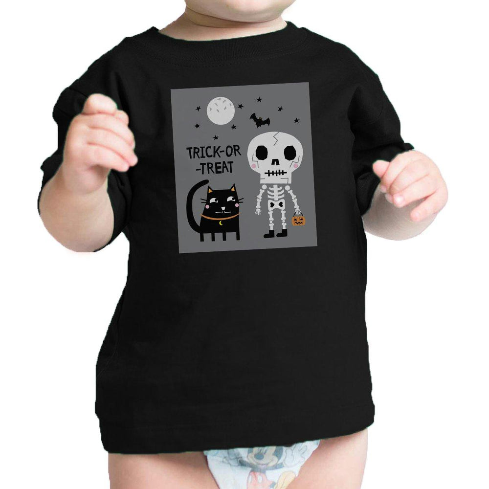 Trick-Or-Treat Skeleton Black Cat Baby Black Shirt