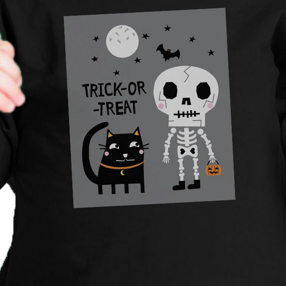 Trick-Or-Treat Skeleton Black Cat Baby Black Shirt