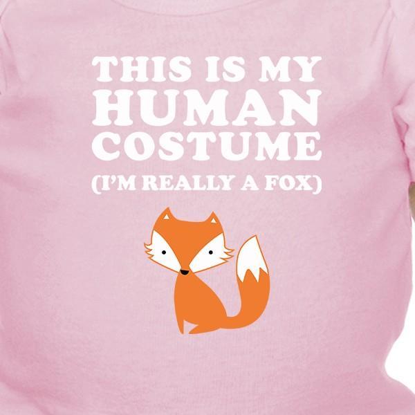 This Is My Human Costume Fox Baby Pink Bodysuit