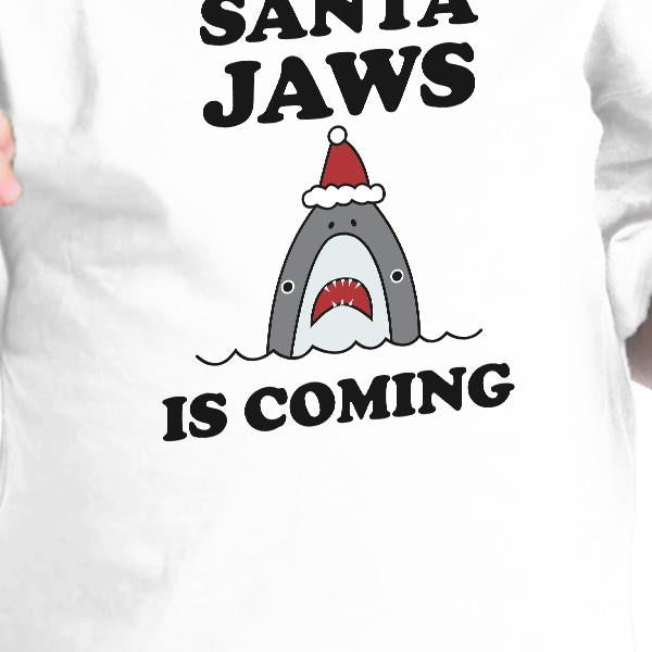 Santa Jaws Is Coming Baby White Shirt