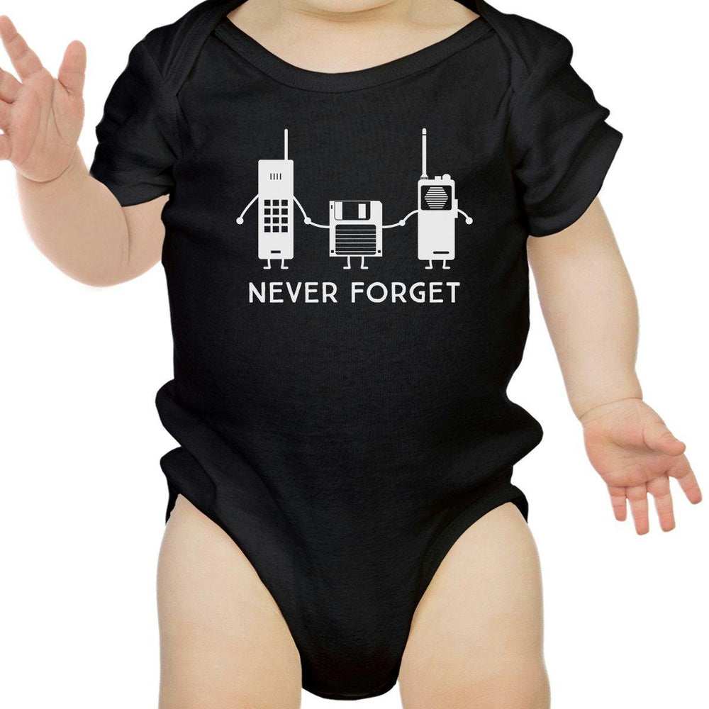 Never Forget Baby Black Bodysuit