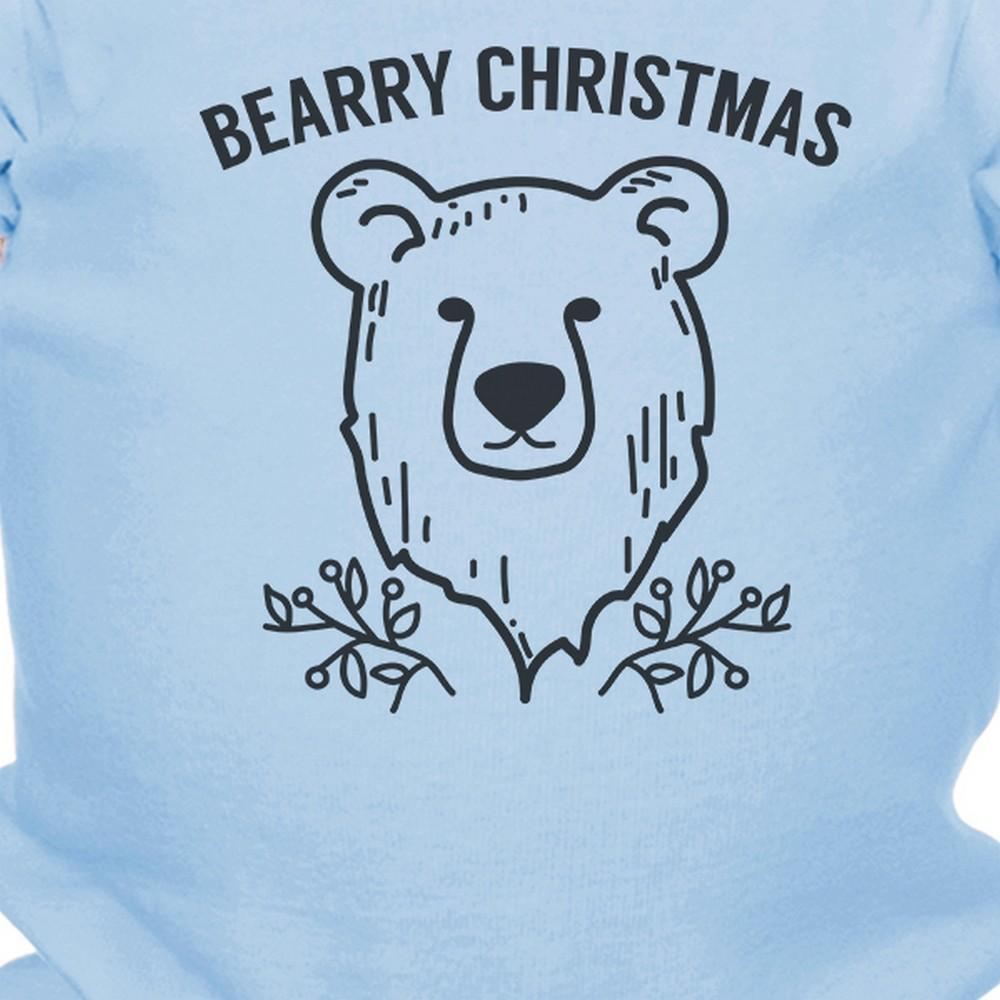 Bearry Christmas Bear Baby Sky Blue Bodysuit