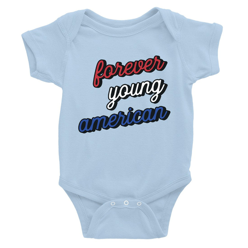 365 Printing Forever Young American Funny Baby Bodysuit Gift For Baby Shower