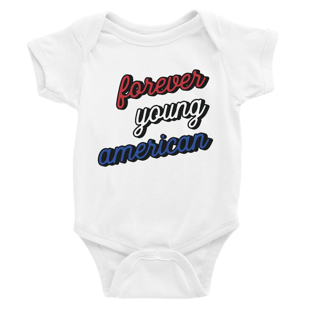 365 Printing Forever Young American Funny Baby Bodysuit Gift For Baby Shower