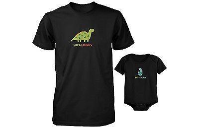 Dad and Baby Matching T-Shirt and Bodysuit Set - Papasaurus and Babysaurus