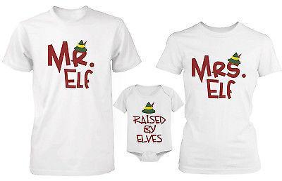 Daddy Mommy and Baby Matching Christmas Elf Family T-Shirt and Bodysuit Set