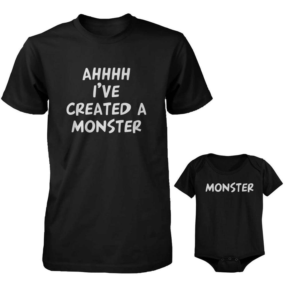 Daddy and Baby Matching Black T-Shirt / Bodysuit Combo - I've Created A Monster