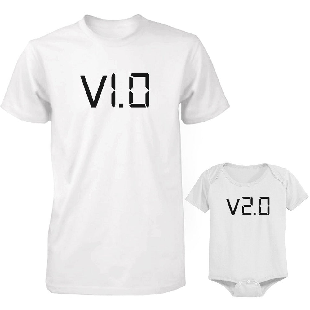 Daddy and Baby Matching White T-Shirt / Bodysuit Combo - v.1.0 and v.2.0