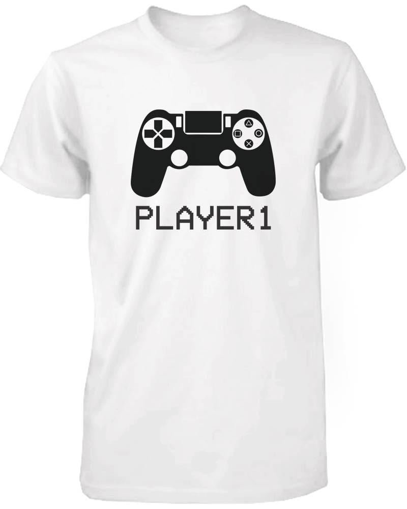 Daddy and Baby Matching White T-Shirt / Bodysuit Combo - Player1 and Player2