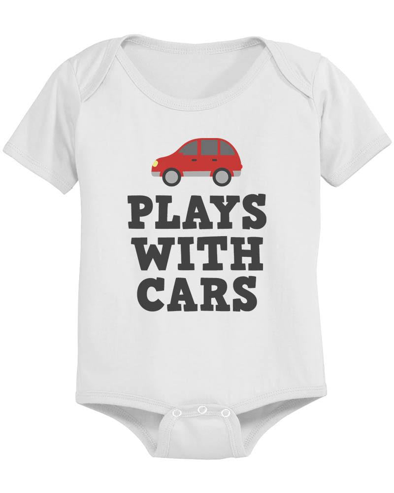 Daddy and Baby Matching White T-Shirt / Bodysuit Combo - Plays With Cars