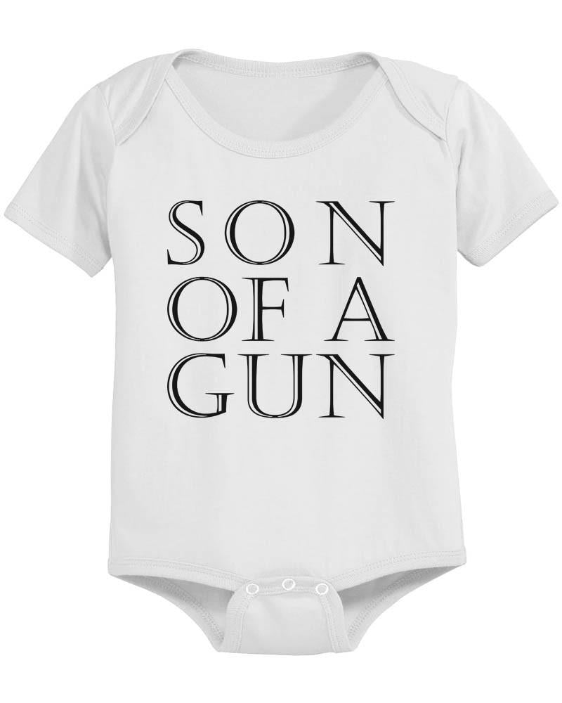 Daddy and Baby Matching White T-Shirt / Bodysuit Combo - Gun and Son of A Gun