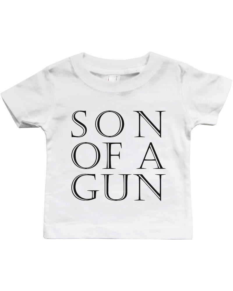 Daddy and Baby Matching White T-Shirt / Bodysuit Combo - Gun and Son of A Gun