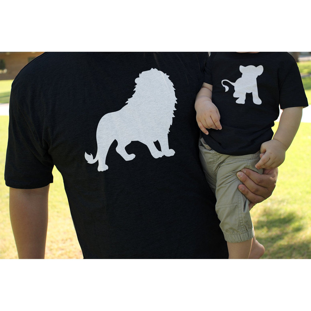 Funny Lion and Cub Matching Dad Shirt and Baby Onesie