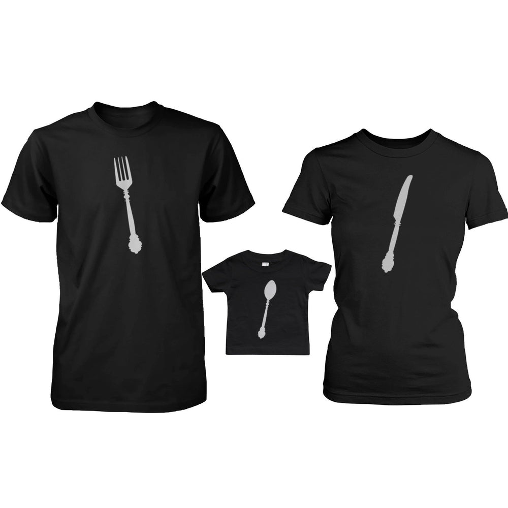 Silverware Cute Family T-Shirts Fork Knife Parents shirts and Spoon Baby Bodysuit